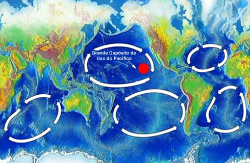 localização da Ilha de lixo do Pacífico