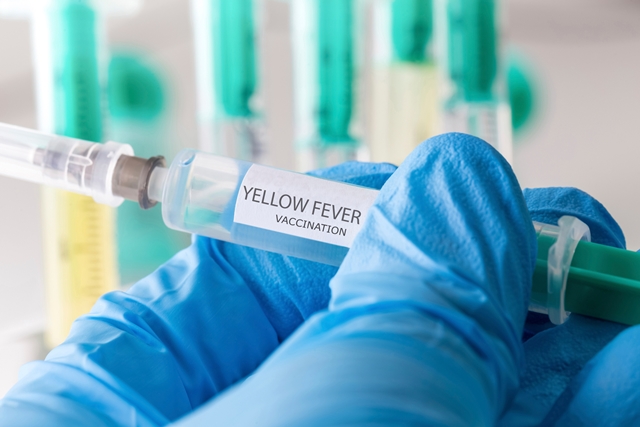 foto de homem segurando vacina da febre amarela